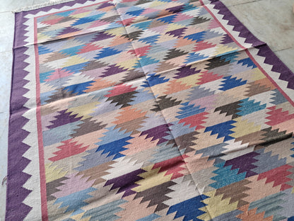 Handmade 4×6 Cotton Punja Rug – Eco-Friendly & Unique Design | Roop Riyaz Durry Udhyog