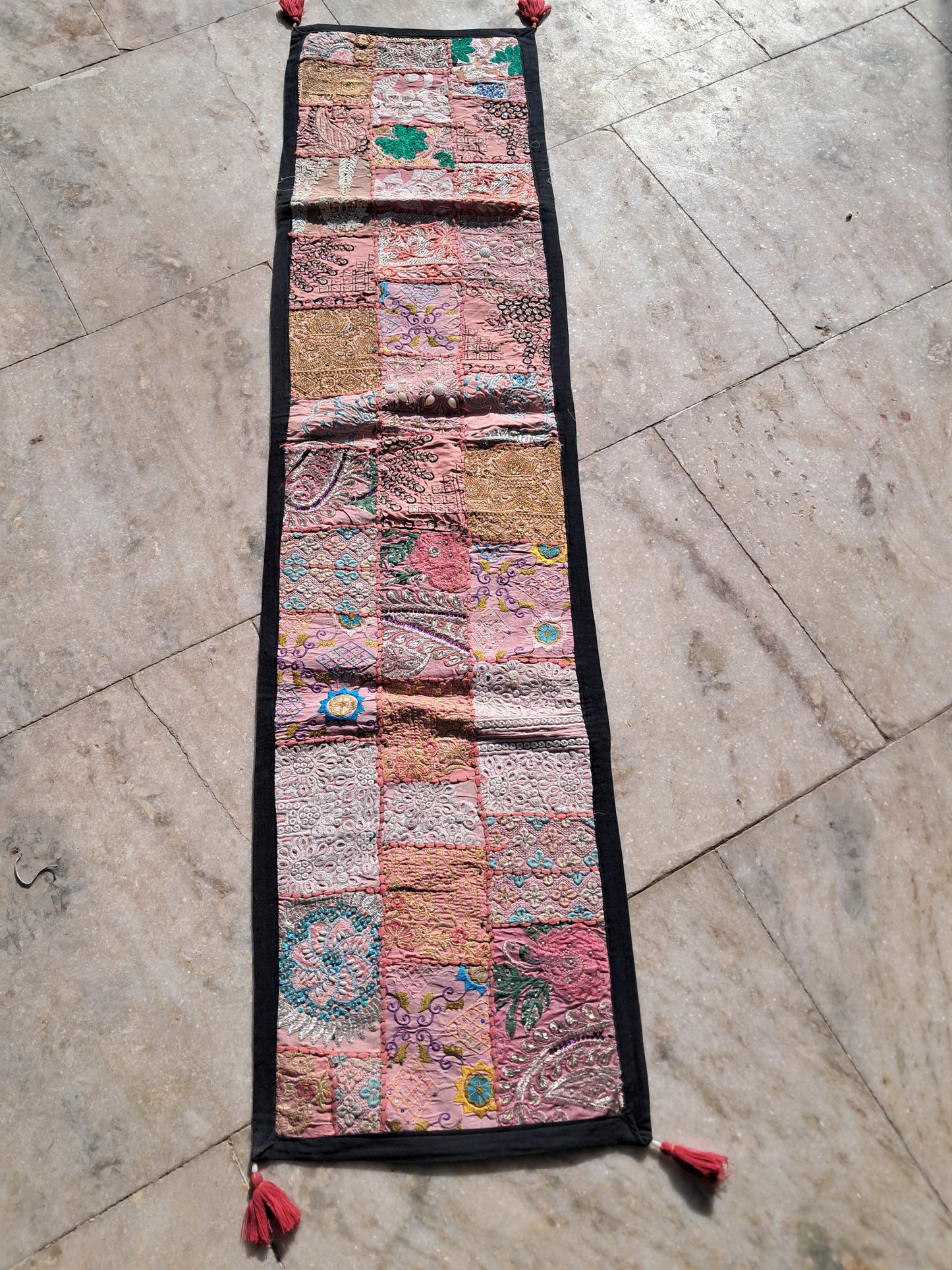 Handmade Patchwork Table Runner & Wall Hanging – Vintage Boho Decor