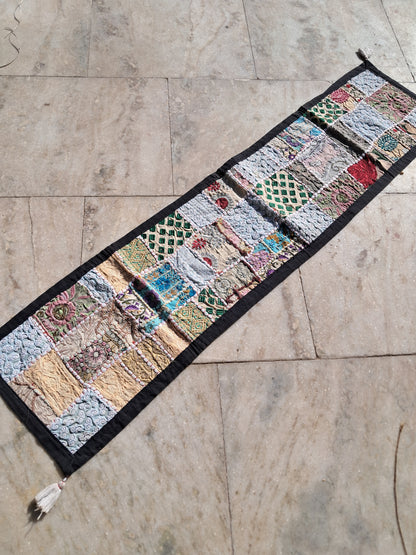 Handmade Patchwork Table Runner & Wall Hanging – Vintage Boho Decor