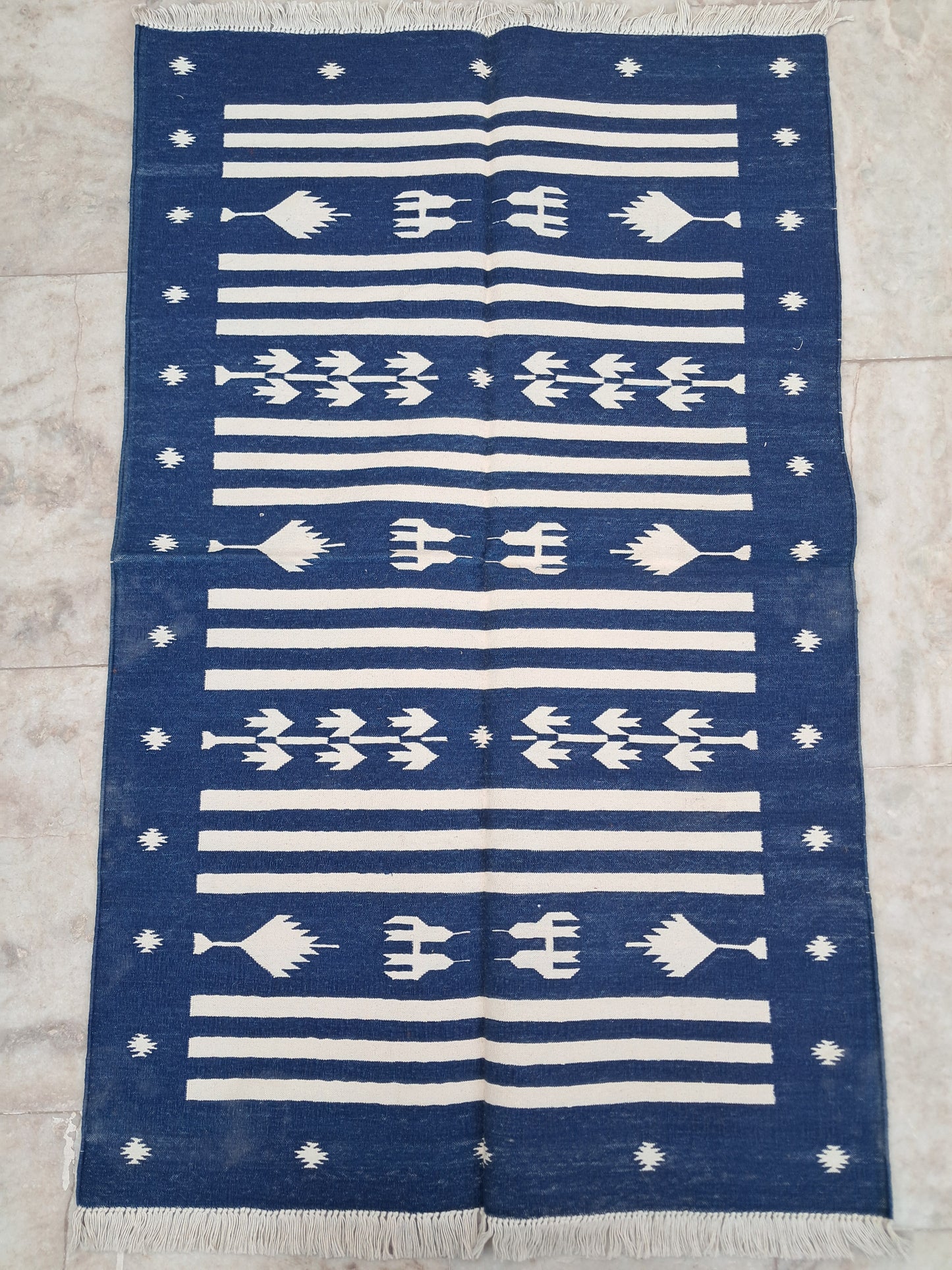 3×5 Cotton Handwoven Punja Flatweave Durry – Traditional, Durable & Eco-Friendly.