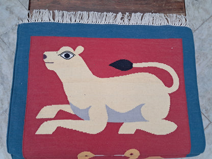 2x3 Animal Design Cotton Flatweave Handmade Rug – Eco-Friendly, Durable & Artisan-Crafted