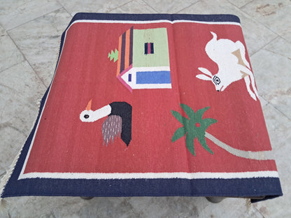 2x3 Animal Design Cotton Flatweave Handmade Rug – Eco-Friendly, Durable & Artisan-Crafted.