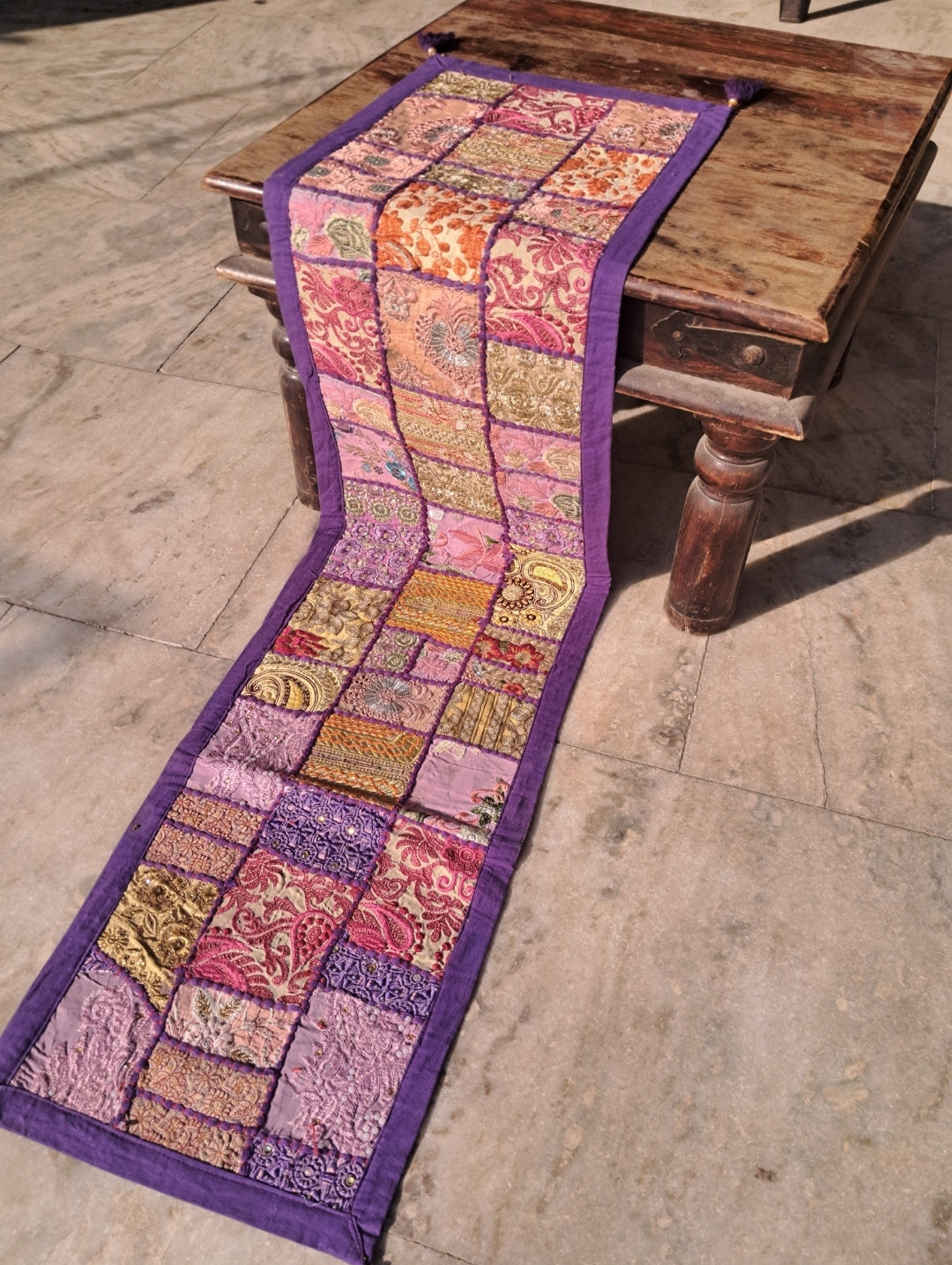 Handmade Patchwork Table Runner & Wall Hanging – Vintage Boho Decor