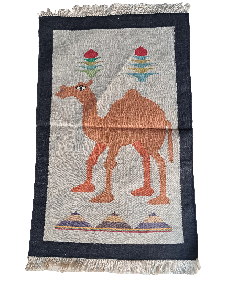 2x3 Animal Design Cotton Flatweave Handmade Rug – Eco-Friendly, Durable & Artisan-Crafted